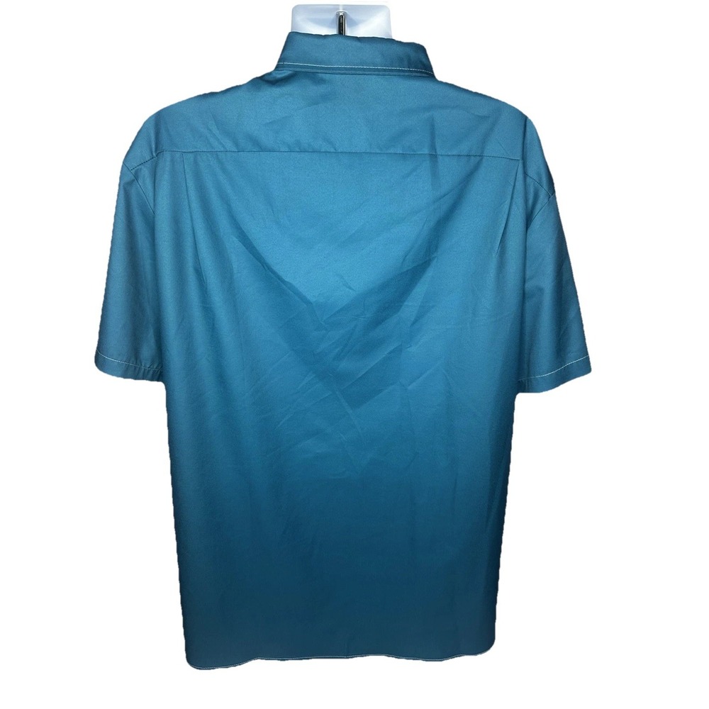Hardaddy Mens Teal Blue BBQ Pig Chef Graphic Bowling Shirt Short Sleeve XL - Picture 9 of 11